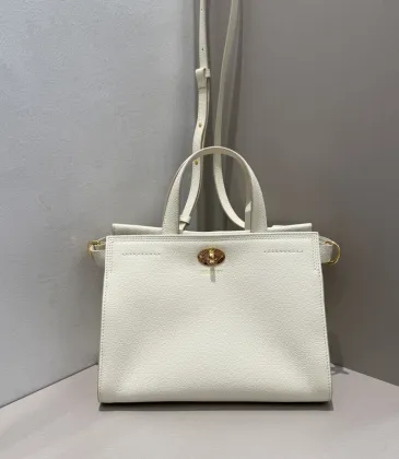 Burberry Timeless White Leather Handbag with Gold - Accented Lock and Dual Handles size:24×3×9cm #A54100