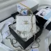 CHANEL Caviar Quilted Chain Top Handle With Chain White/Black #A49146