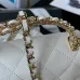 CHANEL Caviar Quilted Chain Top Handle With Chain White/Black #A49146