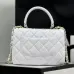 CHANEL Lambskin Lacquered Quilted Mini Trendy CC Tote Bag White #A50845