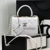 CHANEL Lambskin Lacquered Quilted Mini Trendy CC Tote Bag White #A50845