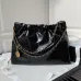 Chanel 22 handbag, Shiny calfskin &amp; gold-tone metal , black #A49167