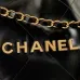 Chanel 22 handbag, Shiny calfskin &amp; gold-tone metal , black #A49167