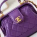 Chanel Brown Quilted Lambskin Top Handle Mini Bag Brushed #A49152