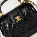 Chanel Brown Quilted Lambskin Top Handle Mini Bag Brushed #A49152