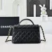Chanel Mini Rectangular Flap with Top Handle Black Lambsk #A50222