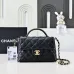 Chanel Mini Rectangular Flap with Top Handle Black Lambsk #A50222