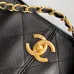 Chanel Shopping bag, Calfskin &amp; gold-tone metal, black size:36×24×12cm #A53503
