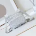 Chanel Mini F-Shaped Backpack, Champagne Gold Space Silver Diamond Checkered Tofu Bag #A49214