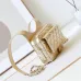Chanel Mini F-Shaped Backpack, Champagne Gold Space Silver Diamond Checkered Tofu Bag #A49214