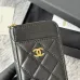 Chanel Classic Caviar Quilted Zip Card Holder Black Wallet #A49135