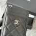 Chanel Classic Caviar Quilted Zip Card Holder Black Wallet #A49135
