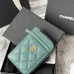 Chanel Classic Caviar Quilted Zip Card Holder Wallet  #A49136