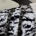 CHANEL Sequin Embroidered Medium Flap Black White #A49210