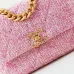 CHANEL Tweed Quilted Medium Chanel 19 Flap Pink #A49191