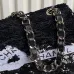 Chanel 24B black and white sequin bow silver hardware mini flap chain bag #A49207