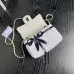 Chanel 24B black and white sequin bow silver hardware mini flap chain bag #A49207