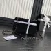 Chanel 24B black and white sequin bow silver hardware mini flap chain bag #A49207