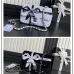 Chanel 24B black and white sequin bow silver hardware mini flap chain bag #A49207