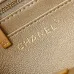 Chanel Mini Pearl Top Handle Flap Bag Metallic Gold Lambskin Brushed Gold Hardware #A49223