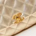 Chanel Mini Pearl Top Handle Flap Bag Metallic Gold Lambskin Brushed Gold Hardware #A49223