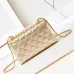 Chanel Mini Pearl Top Handle Flap Bag Metallic Gold Lambskin Brushed Gold Hardware #A49223