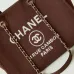 Chanel Shopping bag, Canvas &amp; gold-tone metal Brown #A49187