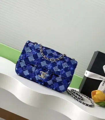 Chanel Shoulder Bag Sequin Chain Navy size:14×21×8cm #A53500