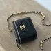 Small vanity with chain - Shiny calfskin &amp; gold-tone metal , black #A49185
