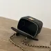 Small vanity with chain - Shiny calfskin &amp; gold-tone metal , black #A49185