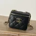 Small vanity with chain - Shiny calfskin &amp; gold-tone metal , black #A49185