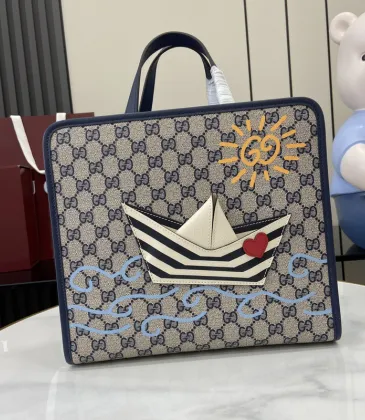 Children's printed GG tote bag in beige and blue #A52730