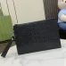 Rubber-effect small pouch in black leather #A50428