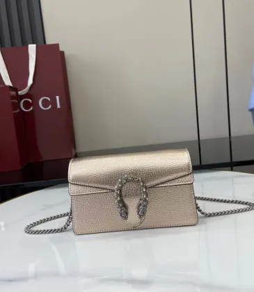 Gucci Women's Crossbody Bag, Silver Chain Wallet on Chain, Mini Purse, Shoulder Bag, Lady Beige Chains Flap Clutch Bag, Luxury Vintage Sling Dicky Bag size:16.5×10×4.5cm #A53840