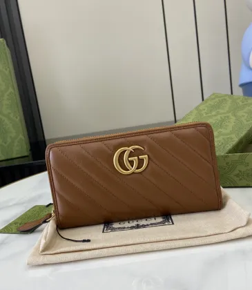  GG Marmont zip around wallet in brown leather #A52725