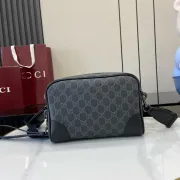 Gucci GG Emblem small crossbody bag in black fabric size:23×16×8cm #A53921
