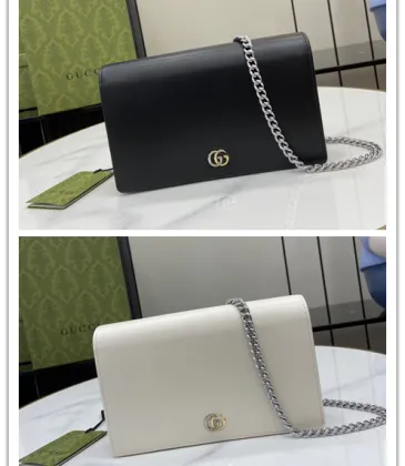 Gucci Black Textured Leather GG Marmont Mini Chain Bag size:20×12×4cm #A54063