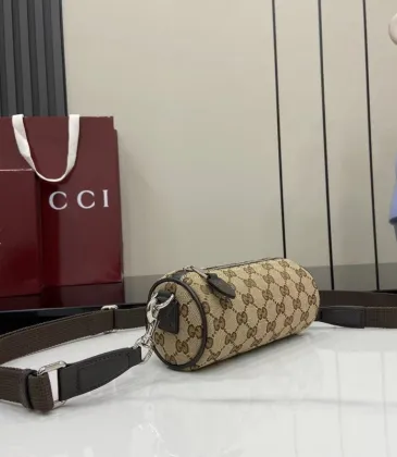 Brand G canvas mini cylinder bag in beige and brown GG canvas size:17.5×8×cm #A53541