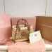Tan/caramel Woven Fabric Handbag With Leather Trim #A50907