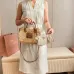 Tan/caramel Woven Fabric Handbag With Leather Trim #A50907