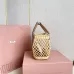 Tan/caramel Woven Fabric Handbag With Leather Trim #A50907
