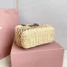 Tan/caramel Woven Fabric Handbag With Leather Trim #A50907