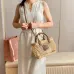 Tan/caramel Woven Fabric Handbag With Leather Trim #A50907