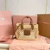 Tan/caramel Woven Fabric Handbag With Leather Trim #A50907