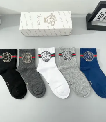 Versace Striped Cotton Crew Socks with Logo #A45587