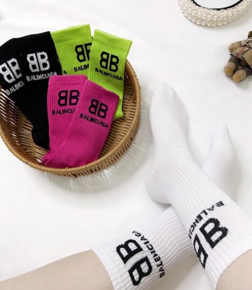 Wholesale high quality  classic fashion design cotton socks hot sell brand logo Balenciaga socks for women and man 4 pairs #999930288