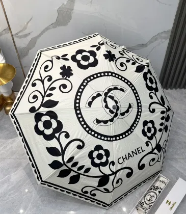 Classic Chanel  2024 Summer New Fully Automatic Folding Umbrella Black Coating for Sun Protection, Effectively Blocks 99% of UV Rays, UPF &gt; 50 Thus Providing a Cooling Effect Under the Umbrella! #A38977
