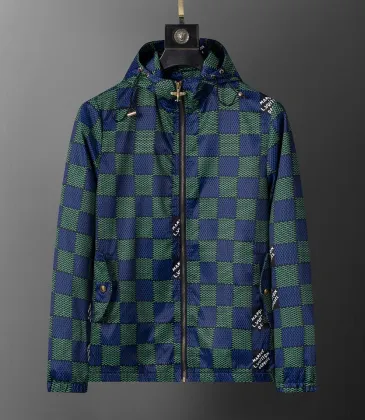 Louis Vuitton Men's Checkered Hooded Windbreaker Jacket #A54235