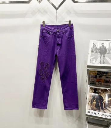 Chrome Hearts Jeans for Men Purple Combo Embroidered #A53891