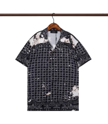 Amiri Black Patterned Cuban Collar Short Sleeve Shirt With Artistic Details #A54242